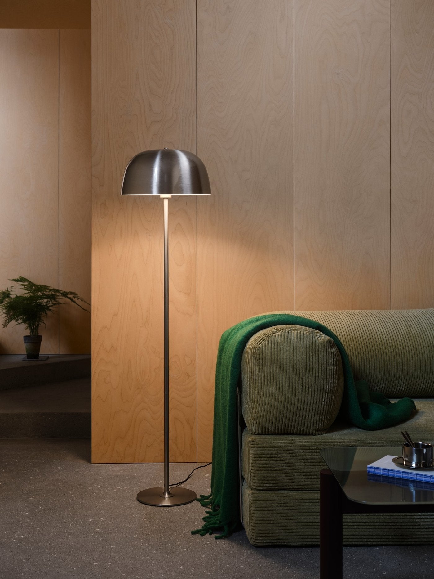 Cera Floor Lamp Brushed Steel - lifestyle