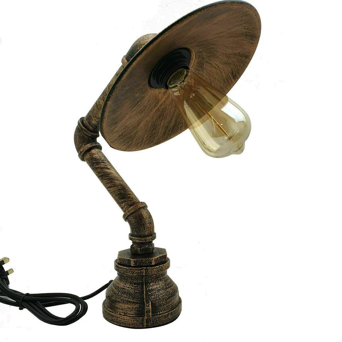 Lampa Biurkowa Industrialna — Rura Stalowa Vintage